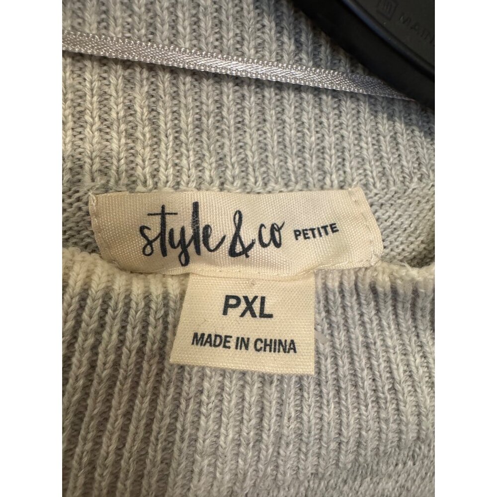 Style & Co Petite Light Grey Bell Sleeve Knit Sweater Winter Blush Soft Comforta - Picture 4 of 8